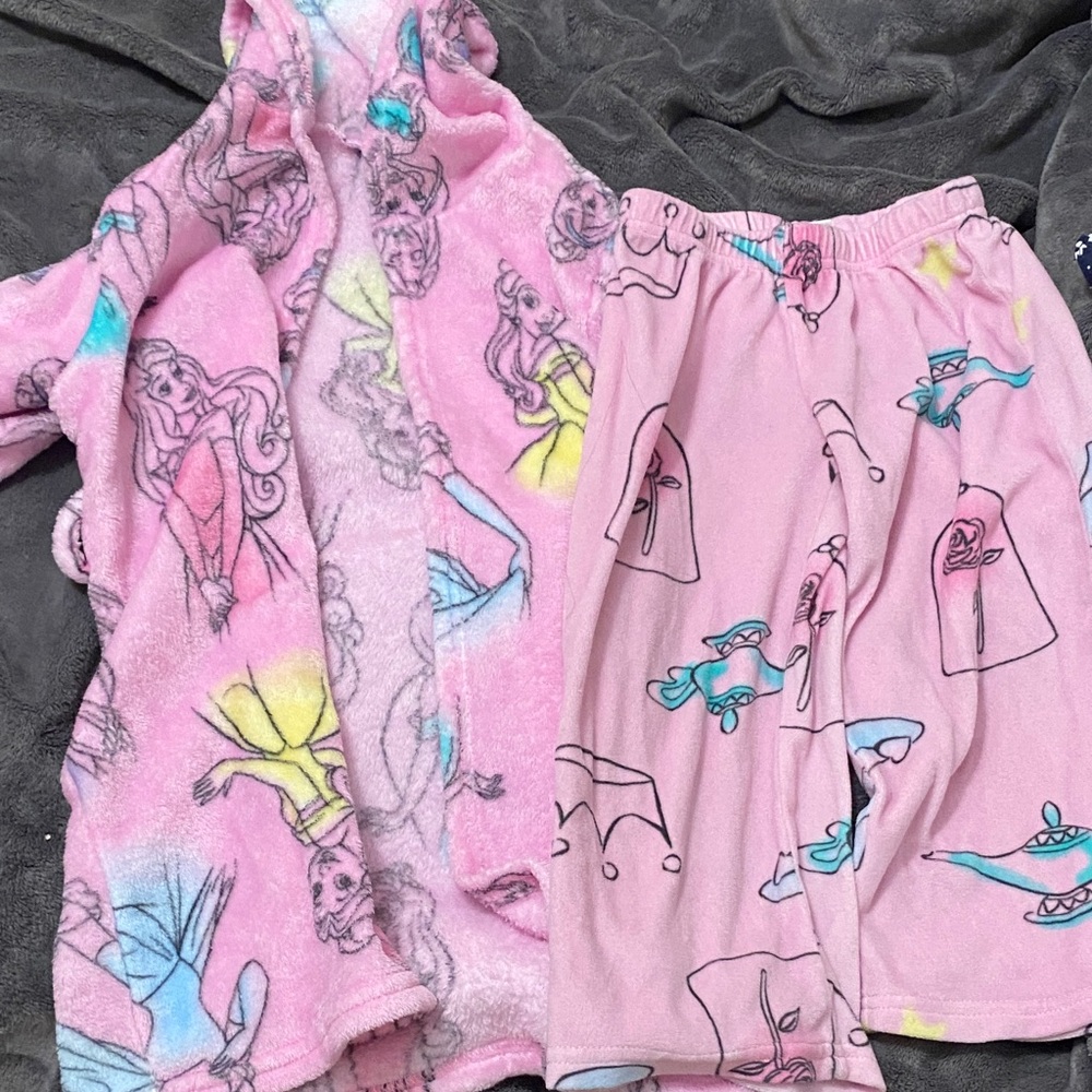 Disney Girls Pink Princess Fleece Pajama Set